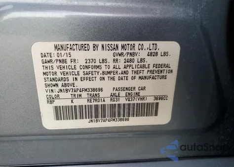 2015 Infiniti Q50 Base from USA, damaged, VIN JN1BV7AP4FM338696